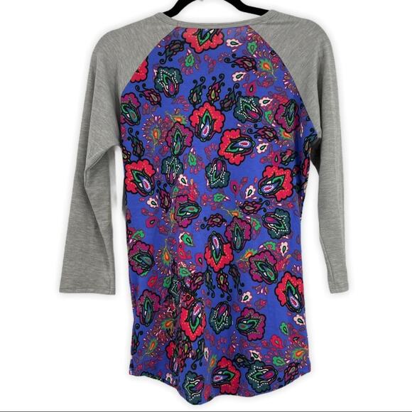 Lularoe Randy Raglan Womens Baseball Tee Floral Rustic XXS NEW - Picture 2 of 8
